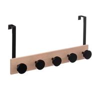 Five - Appendiabiti da porta a 5 teste in legno e metallo, 50 cm, colore: Nero