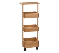Five - Carrello da bagno a 4 livelli in bambù, altezza 85,5 cm