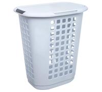 Five - Cesto portabiancheria chiuso, 63 l, colore: bianco e grigio