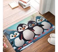 Five Cute Penguins, zerbino assorbente e antiscivolo, 40 x 60 cm, in flanella, tappetino di benvenuto, per esterni, porta d'ingresso, resistente, lavabile, per cucina, patio, portico