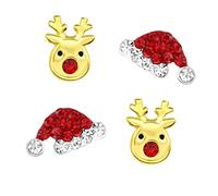 FIVE-D 2 paia di orecchini Natale Cappello di Babbo Natale e Albero di Natale in argento Sterling 925, con custodia, Onesize, Argento sterling, Senza pietra