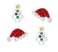 FIVE-D 2 paia di orecchini Natale Cappello di Babbo Natale e Albero di Natale in argento Sterling 925, con custodia, Onesize, Argento sterling, Senza pietra
