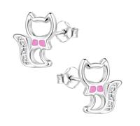 FIVE-D Orecchini a forma di gatto, in argento Sterling 925, oro, per bambini, donne, ragazze, Onesize, Argento sterling, Senza pietra