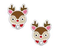 FIVE-D Orecchini Natale Babbo Natale Renna 925 Argento Sterling Bambini Orecchini a Bottone Donna (Piccola Renna)