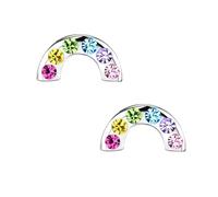 FIVE-D Orecchini per bambini arcobaleno in argento sterling 925 - Orecchini colorati per ragazze, gioielli per bambini di alta qualità