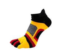 Five Fingers 5 Paia Di Calzini Con Punta Alla Caviglia Da Uomo E Ragazzo, Sportivi, Cinque Dita, Corti, Giovani, In Rete Cotone, Traspiranti, Felici Dei Piedi per Uso Quotidiano(5 pairs yellow red)