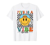 Five Is A Vibe 5° Compleanno Groovy Ragazzi Ragazze 5 Anni Maglietta