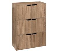 Five - Mobile a 6 Scomparti con Ante in Legno Naturale, Altezza 100,5 cm