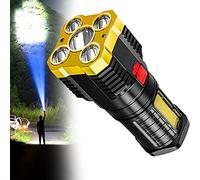 Five-Nuclear Handheld Led Spotlight Torcia Potente Faro Portatile USB Ricaricabile con 4 Modalità di Illuminazione per Campeggio/Outdoor/Escursionismo/Torce Elettriche/Emergenza (Oro)