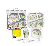 (Five.piece.set.with.box,Alpaca.Gift.Box)Creative New Bamboo Fiber Kids Dinnerware Set Five Piece Set Kindergarten Baby