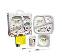 (Five.piece.set.with.box,Dinosaur.Gift.Box)Creative New Bamboo Fiber Kids Dinnerware Set Five Piece Set Kindergarten Baby