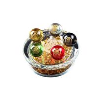 Five Road God - Ornamento a sfera di cristallo con cinque elementi, oro, legno, acqua, fuoco, terra, perline colorate