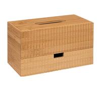 Five - Scatola per fazzoletti in bambù con cassetto e 3 scomparti per riporre oggetti.