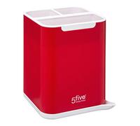 Five - Scolapiatti per posate, colore: Rosso con base rimovibile con beccuccio