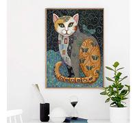 Five-Seller Dipinti Ad Olio di Gustav Klimt Animali Gatto Poster Decorazioni per La Casa Klimt in Pittura Arte della Parete per Soggiorno su Tela (2,50x70cm(Senza Cornice))
