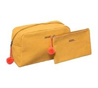 Five - Set di 2 kit da bagno e trucco giallo senape con pompon