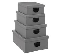 Five - Set di 4 scatole di immagazzinaggio, Colore: Grigio Scuro