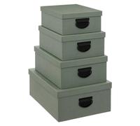 Five - Set di 4 scatole portaoggetti, Colore: Verde