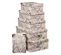 Five - Set di 6 scatole portaoggetti con manici e angoli in metallo decorativo Indonesia