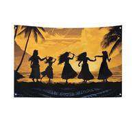 Five Silhouettes of Hawaiian Dance Flag 0,9 x 1,5 m No Fade Bandiera di benvenuto Giardino Cortile Casa Bandiere Decorative Garden Yard Sign Indoor Outdoor Banner Party Home Decor