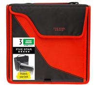 Five Star 29296CE8 - Raccoglitore a 3 anelli, cucito, con custodia imbottita rimovibile, colore: Rosso/Nero