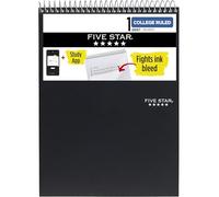Five Star Blocco note con rilegatura superiore + app per studio, 1 soggetto, a righe universitarie, 21 x 28 cm, nero (820058A-ECM)