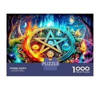 Five Star Eight Trigrams Chart 1000 Pezzi Set di Puzzle Simbolo del Pentacolo Fiammeggiante Bundle Puzzle per Adulti Puzzle Impossibile Difficile Carta Premium Regalo di Casa Nuova 38x26cm/1000pezzi