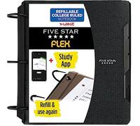 Five Star Flex 29324AA2 - Taccuino ricaricabile + app per lo studio, carta a righe College, anelli TechLock da 1-1/2", tasche, linguette e divisori, capacità 300 fogli, nero