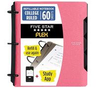 Five Star Flex 293280R - Quaderno ricaricabile con anelli da 2,5 cm, con tasche, linguette e divisori, capacità 220 fogli, include 60 fogli di carta a righe da 21,6 x 27,9 cm, colore: rosa