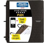Quaderno ricaricabile Five Star Flex + Study App College, carta a righe da 1 pollice, anelli TechLock, tasche, linguette e divisori, capacit 200
