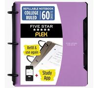 Five Star Flex 29328AB6 - Quaderno ricaricabile con anelli da 2,5 cm, con tasche, linguette e divisori, capacità 220 fogli, include 60 fogli di carta a righe da 21,6 x 27,9 cm, colore: ametista