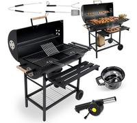 Five-Star Grill&Chill Barbecue a Carbonella - Griglia Barbecue 71×35 cm Cromata, Barbecue da Balcone con Coperchio, Cassetto della Cenere, Termometro, Ruote di Trasporto, BBQ Carbonella XXL, GC0002