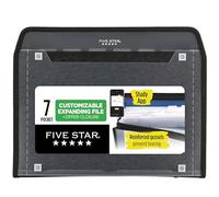 Five Star Organizer espandibile per documenti + app per studio, organizer per documenti a 7 tasche, chiusura a cerniera, contiene 28 x 21 cm, nero (72709)