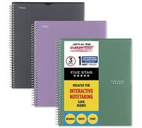 Five Star Quaderni interattivi a spirale, confezione da 3, 1 soggetto, carta a righe universitarie, 28 x 21 cm, 100 fogli, copertina personalizzabile, nero, verde, viola (820041-ECM)