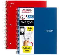 Five Star - Quaderno a spirale, 5 soggetti, fogli a righe, 200 fogli, 27,9 x 22,1 cm, blu, rosso, confezione da 2 (38459)
