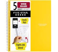 Five Star Quaderno a spirale a 5 scomparti, carta a righe larghe, combatte l'inchiostro, copertina impermeabile, 20,3 x 26,7 cm, 200 fogli, giallo raccolto (73469)