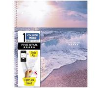 Five Star Quaderno a spirale + app per studio, 1 soggetto, a righe, 8-1/2" x 27,9 cm, 80 fogli, combatte lo spurgo d'inchiostro, copertina impermeabile, Ocean Tide (820443F-ECM)