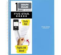 Five Star Quaderno a spirale + app per studio, 1 soggetto, carta a righe grafiche, combatte lo spurgo dell'inchiostro, copertina impermeabile, 21 x 28 cm, 100 fogli, blu marea (06190AA4)