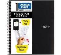Five Star Quaderno a spirale con app per studio, 1 soggetto, carta a righe universitarie, 100 fogli, 20,3-1,3 x 27,9 cm, verde foresta (72055) (confezione da 12)