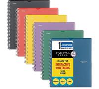 Five Star Quaderno interattivo a spirale, 1 soggetto, a righe, 100 fogli, 27,9 x 8-1/2", personalizzabile, colori assortiti, colori variabili, confezione da 6 (820043-ECM)