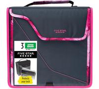 Five Star Raccoglitore con cerniera, raccoglitore a 3 anelli da 7,6 cm per scuola, cartella espandibile con 5 schede, capacità 850 fogli, custodia imbottita rimovibile, blu navy/rosa (292960D)