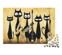 Five Tall Black Gattos|Atmosfera jazz| Puzzle Divertenti Per Tutta La Famiglia 1000pcs (75x50cm) Adulti