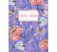 Five Year Planner 2025-2029: 8.5 x 11 Monthly Notebook Organizer Large | Vintage Flower Butterfly Design Blue-Violet