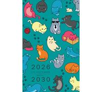 Five Year Planner 2026-2030: 5x8 Monthly Notebook Organizer Small | Cute Cat Activity Design Teal