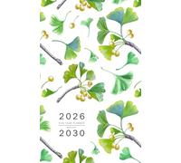 Five Year Planner 2026-2030: 5x8 Monthly Notebook Organizer Small | Twig Berry and Ginkgo Leaf Design White