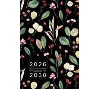Five Year Planner 2026-2030: 6x9 Monthly Journal Organizer Medium | Watercolor Leaf Berry Seed Design Black
