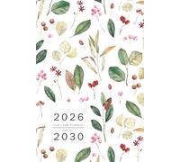 Five Year Planner 2026-2030: 6x9 Monthly Journal Organizer Medium | Watercolor Leaf Berry Seed Design White