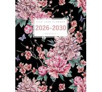 Five Year Planner 2026-2030: 8.5 x 11 Monthly Notebook Organizer Large | Vintage Blooming Peony Butterfly Design Black