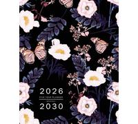 Five Year Planner 2026-2030: 8x10 Monthly Notebook Organizer Large | Botanical Garden with Butterfly Design Black
