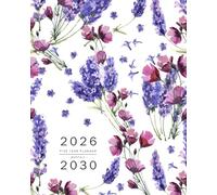 Five Year Planner 2026-2030: 8x10 Monthly Notebook Organizer Large | Watercolor Lavender Flower Design White